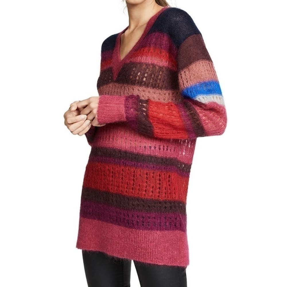Rag & Bone Nassau Striped Mohair Silk Blend V-Neck Sweater Size XS MSRP $425 - Picture 2 of 16